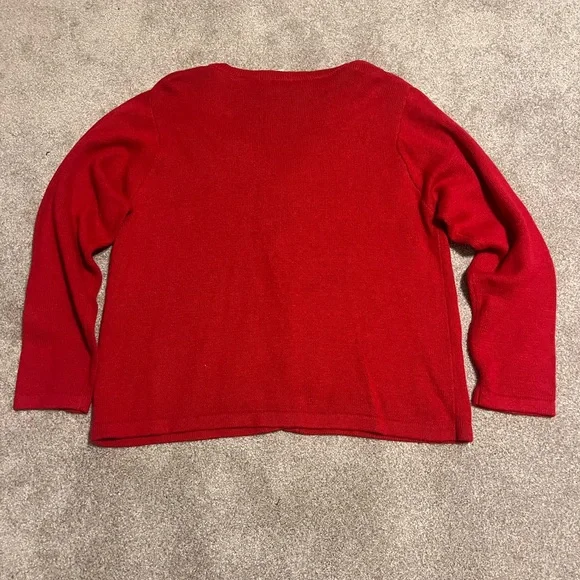 Vintage Red Christmas Cardigan with Nutcracker Design - Picture 7 of 7